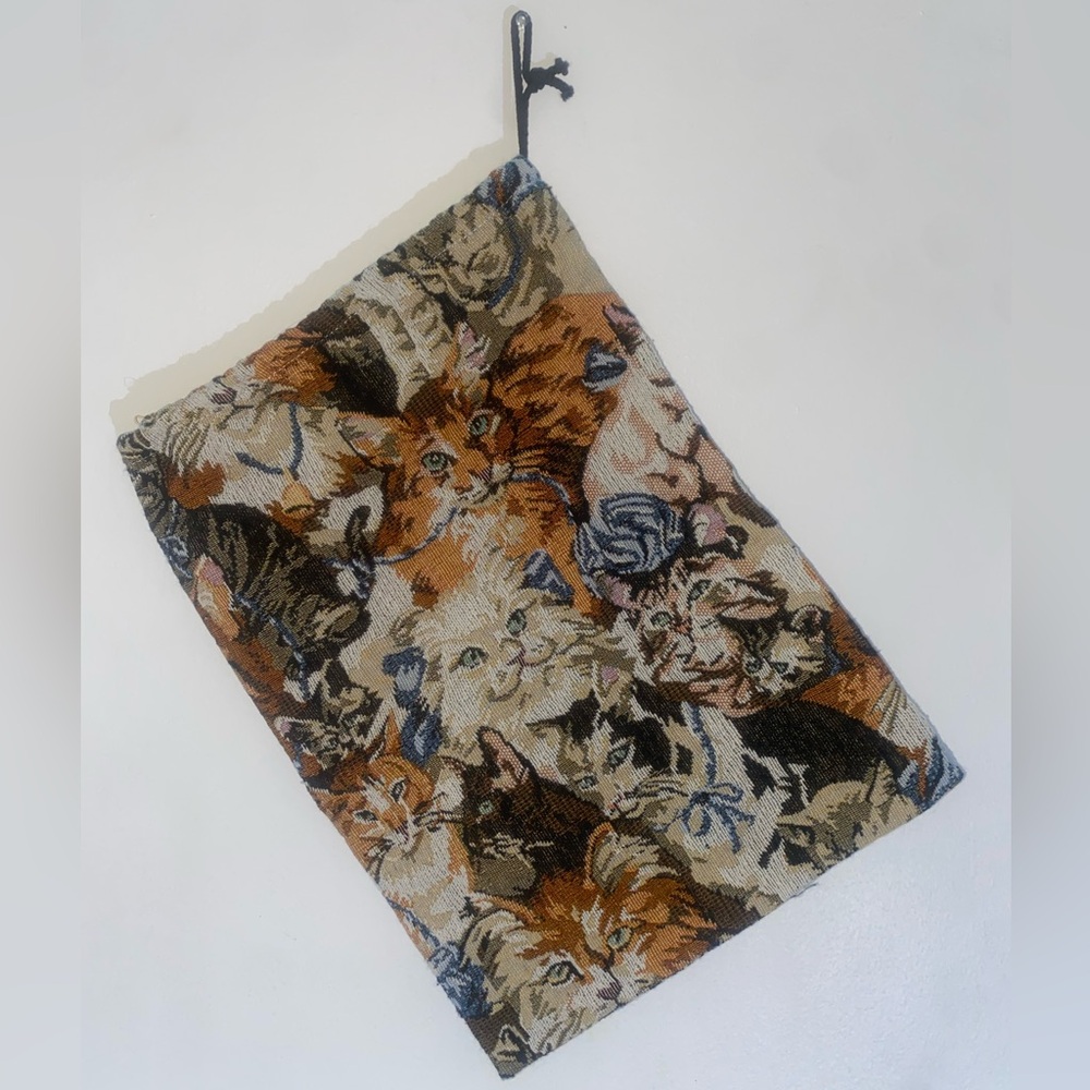 Cat Print Tapestry Satchel